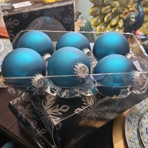 Teal Holiday Ornaments Set